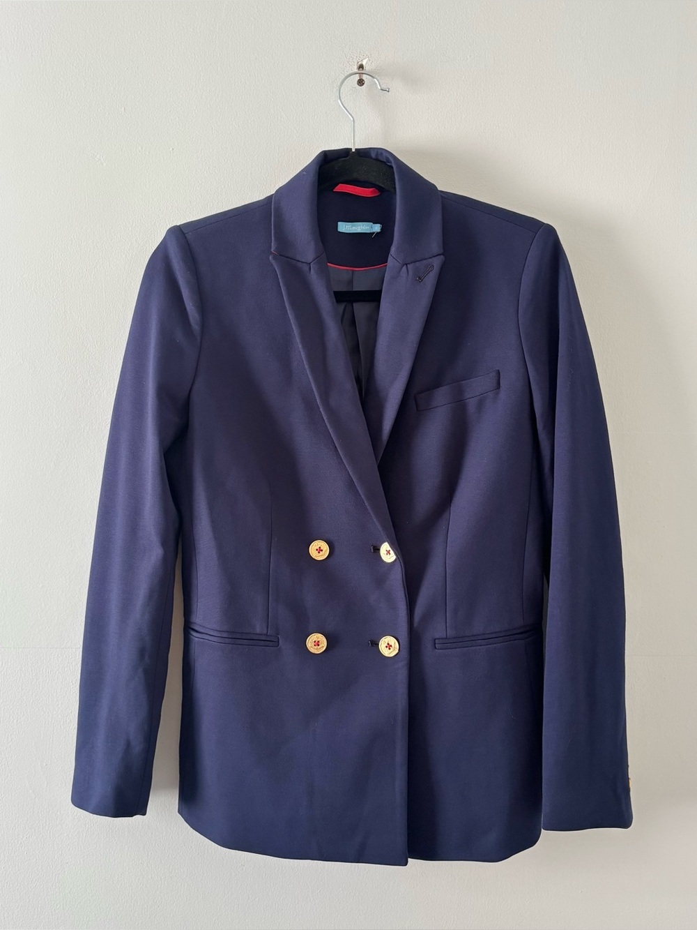 J. McLaughlin Women’s Button Front Blazer Suit Jacket Lapels Navy Blue Workwear